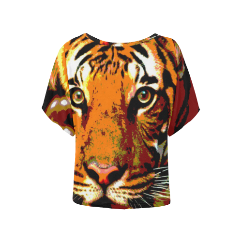 TIGER 14 Women's Batwing-Sleeved Blouse T shirt (Model T44)