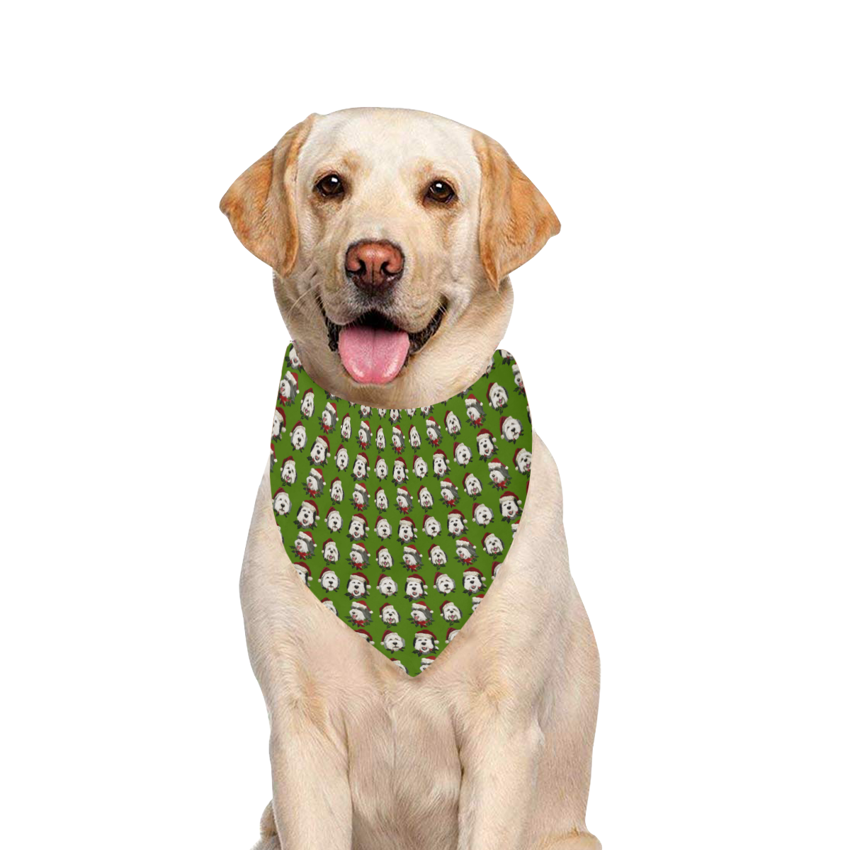 santa shaggies -green Pet Dog Bandana/Large Size