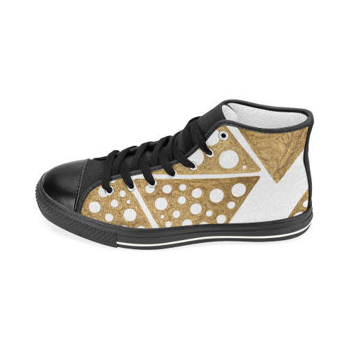 design shoes white with gold Women's Classic High Top Canvas Shoes (Model 017)