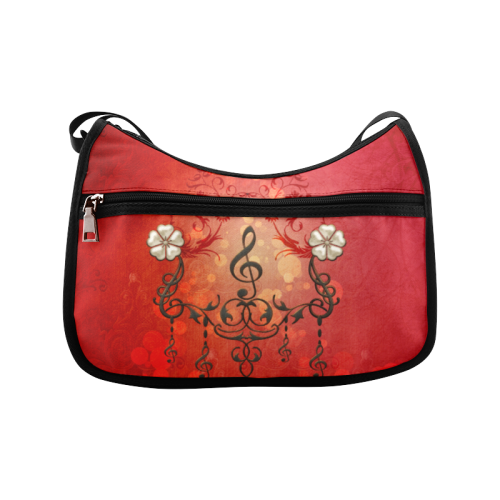 Music clef with floral design Crossbody Bags (Model 1616)