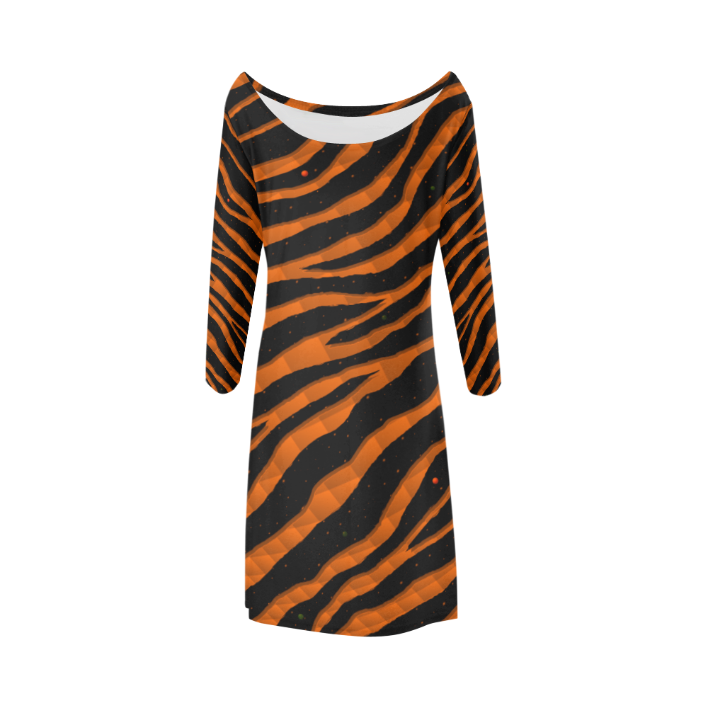 Ripped SpaceTime Stripes - Orange Bateau A-Line Skirt (D21)
