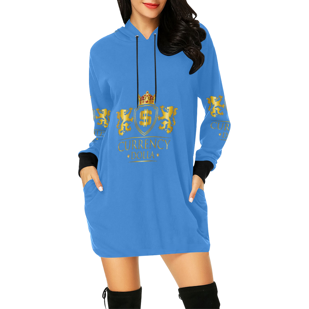 CURRENCY_DOLLA All Over Print Hoodie Mini Dress (Model H27)