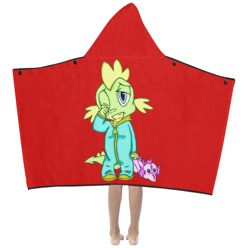 Sleepy Dinosaur Red Kids' Hooded Bath Towels