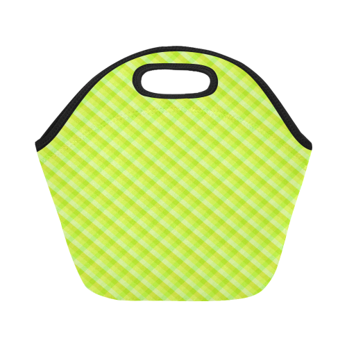 Yellow and green plaid pattern Neoprene Lunch Bag/Small (Model 1669)