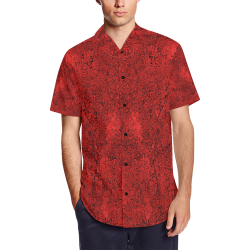 Bright Red Dream Men's Short Sleeve Shirt with Lapel Collar (Model T54)