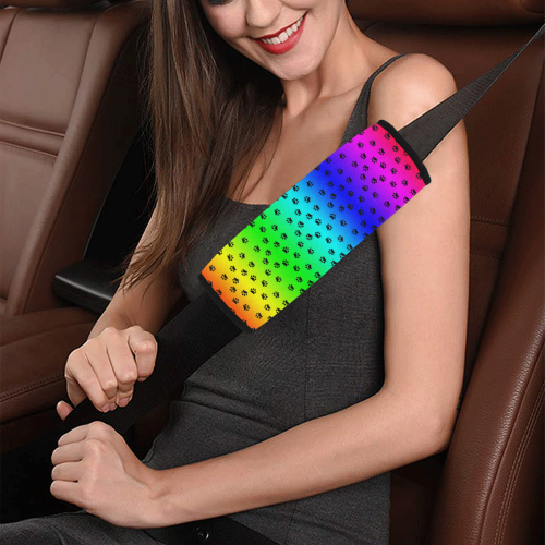 rainbow with black paws Car Seat Belt Cover 7''x8.5''