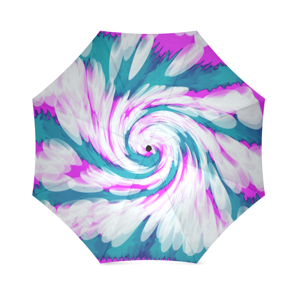 Turquoise Pink Tie Dye Swirl Abstract Foldable Umbrella (Model U01)
