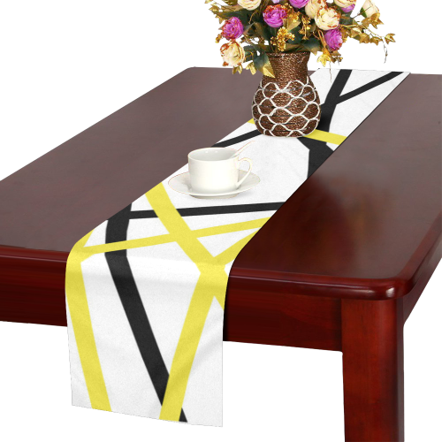 Black and yellow stripes Table Runner 16x72 inch