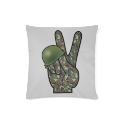 Forest Camouflage Peace Sign on Silver Gray Custom Zippered Pillow Case 16"x16"(Twin Sides)