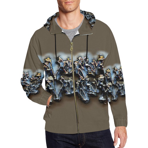 Help Me All Over Print Full Zip Hoodie for Men/Large Size (Model H14)