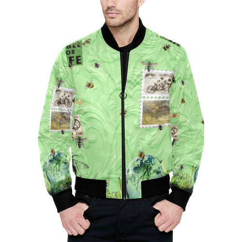 Running Out of Time 2 All Over Print Quilted Bomber Jacket for Men (Model H33)