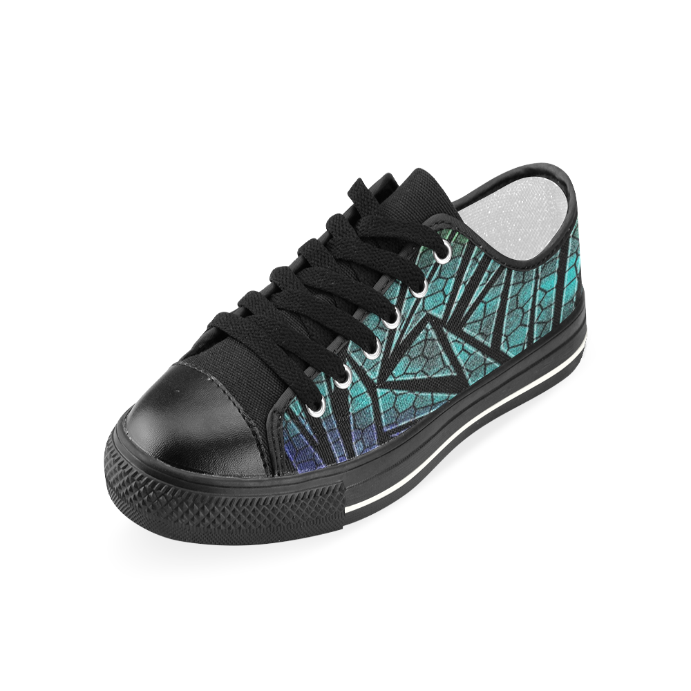 Neon Rainbow Cracked Mosaic Women's Classic Canvas Shoes (Model 018)