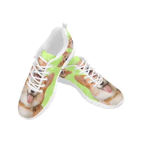 Pembroke Welsh Corgis Green Women's Breathable Running Shoes (Model 055)