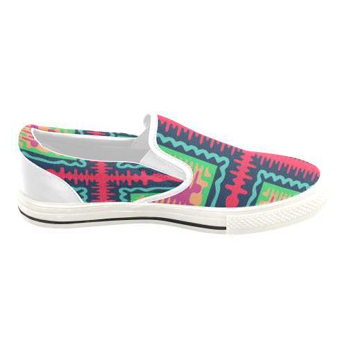 Waves in retro colors Slip-on Canvas Shoes for Kid (Model 019)