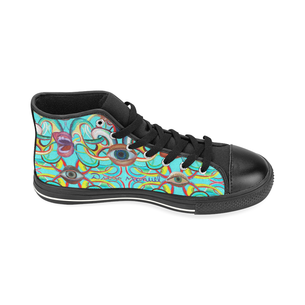 Graffiti-ojos-5 High Top Canvas Shoes for Kid (Model 017)