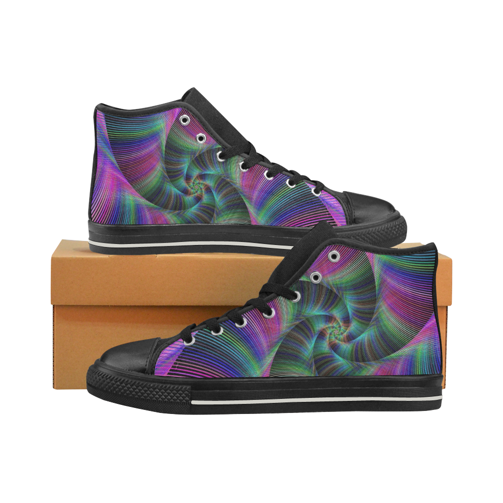 Fractal Spiral 12 Tentacle Women's Classic High Top Canvas Shoes (Model 017)