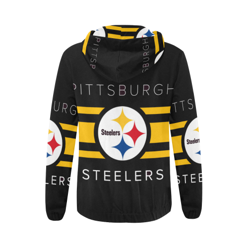 Pittsburgh Steelers Logo All Over Print Full Zip Hoodie for Women (Model H14)