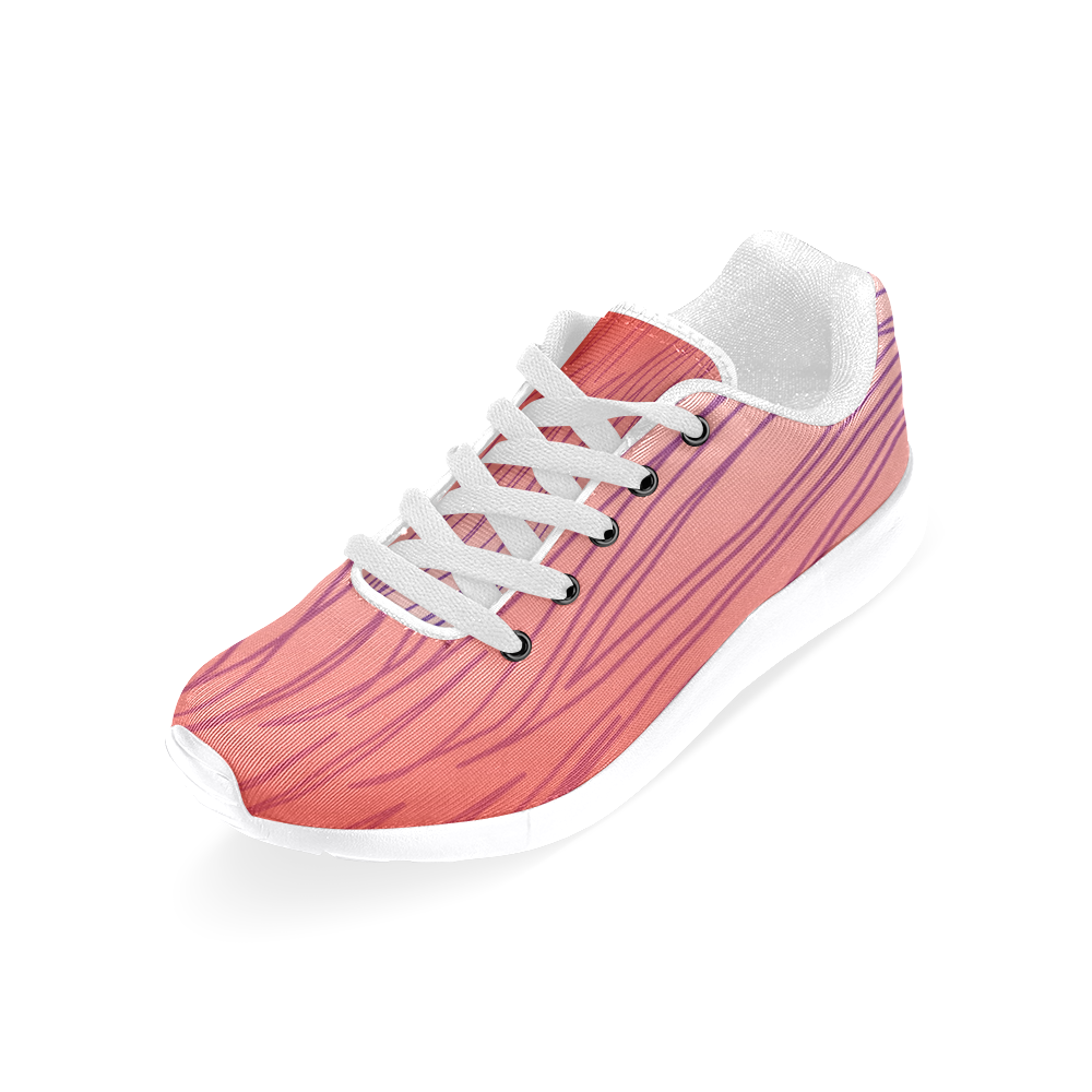 Shoes with design lines pink,  red Women's Running Shoes/Large Size (Model 020)