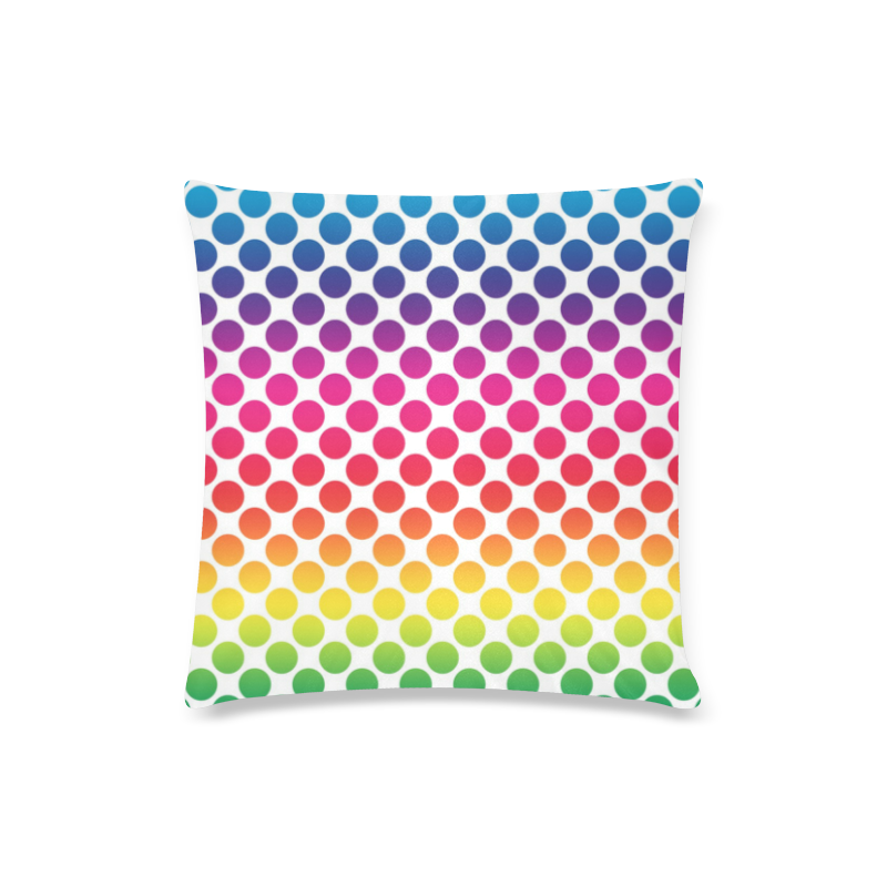 Rainbow Polka Dots Custom Zippered Pillow Case 16"x16"(Twin Sides)