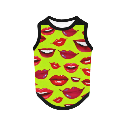lovely lips yellow dog coat All Over Print Pet Tank Top