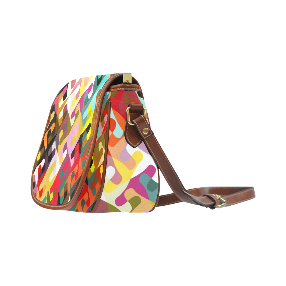 Colorful shapes Saddle Bag/Large (Model 1649)