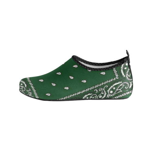 KERCHIEF PATTERN GREEN Women's Slip-On Water Shoes (Model 056)