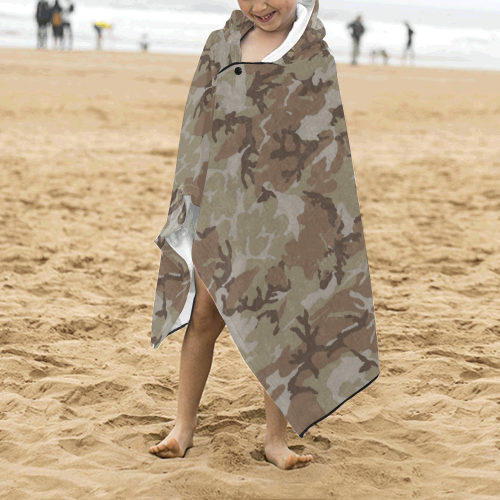 Woodland Desert Brown Camouflage Kids' Hooded Bath Towels