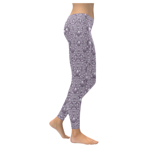 festive purple pearls Women's Low Rise Leggings (Invisible Stitch) (Model L05)