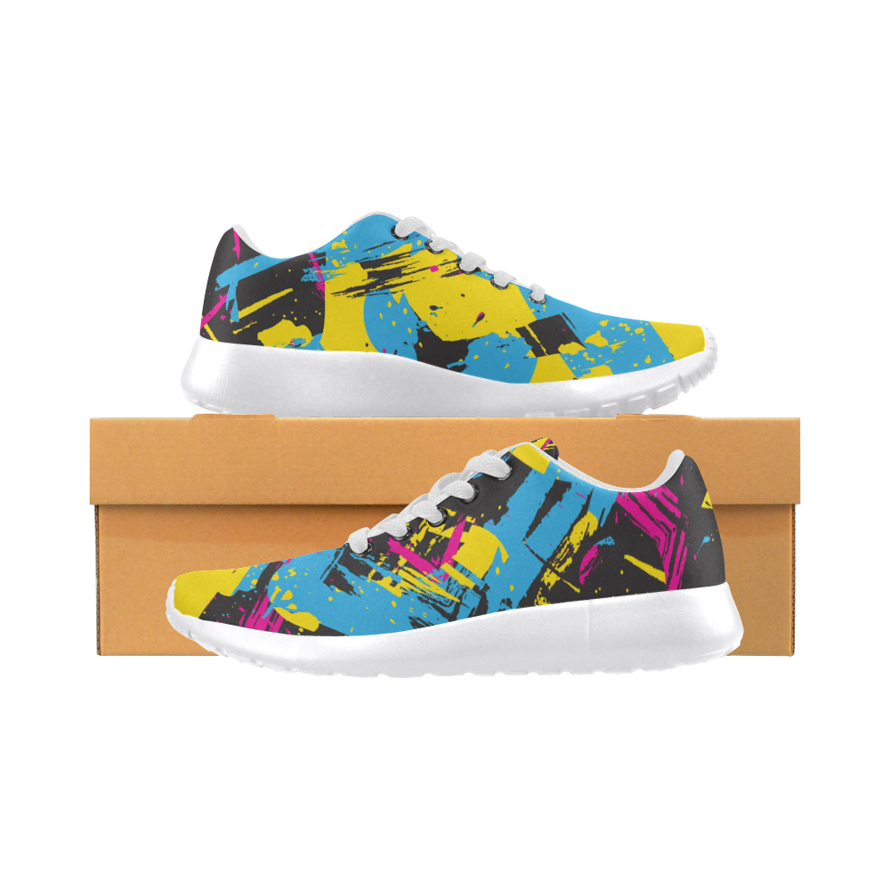 Colorful paint stokes on a black background Women’s Running Shoes (Model 020)