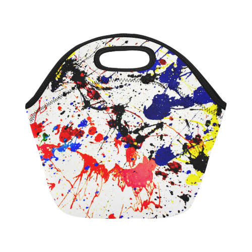 Blue & Red Paint Splatter Neoprene Lunch Bag/Small (Model 1669)
