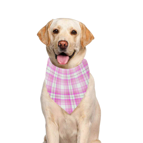 Pink Plaid Pet Dog Bandana/Large Size