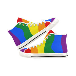 Gay Pride - Rainbow Flag Waves Stripes 2 Vancouver H Women's Canvas Shoes (1013-1)