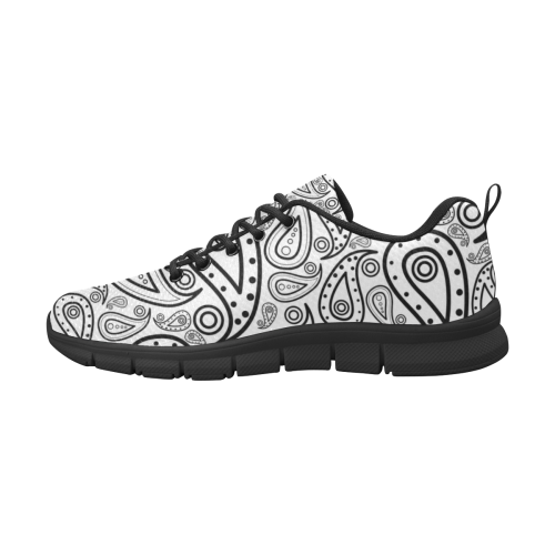 black and white paisley Women's Breathable Running Shoes/Large (Model 055)
