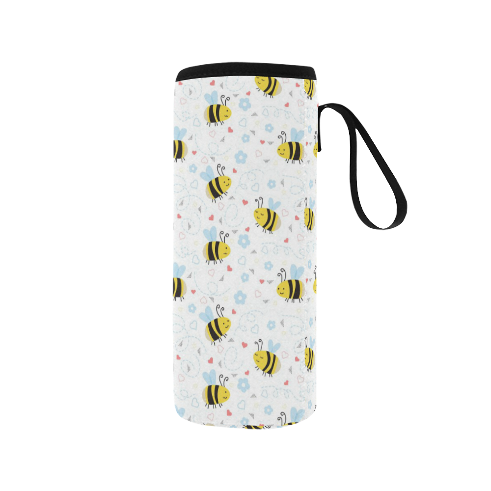 Cute Bee Pattern Neoprene Water Bottle Pouch/Medium