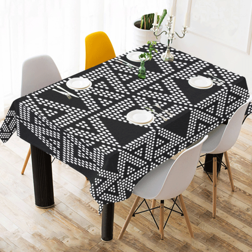 Polka Dots Party Cotton Linen Tablecloth 60" x 90"