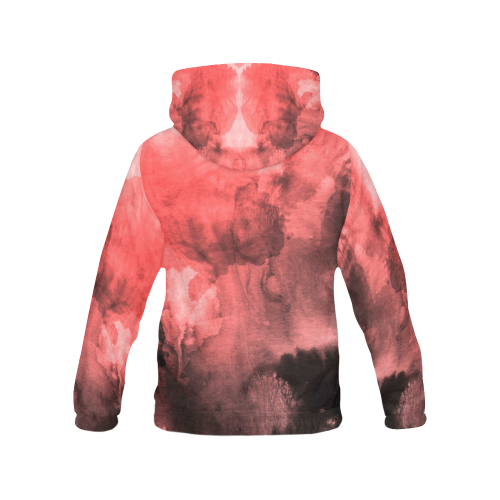 Red and Black Watercolour All Over Print Hoodie for Men (USA Size) (Model H13)