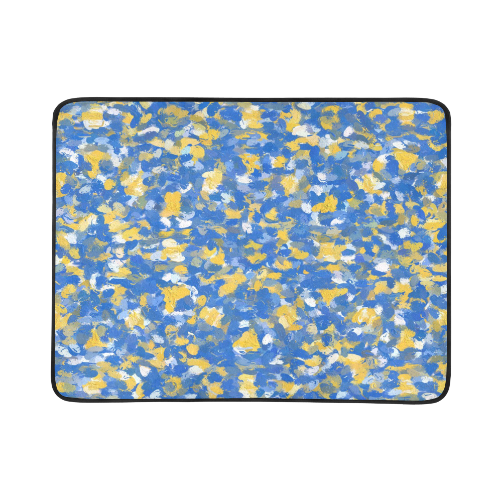 Blue, Yellow and White Paint Splashes Beach Mat 78"x 60"