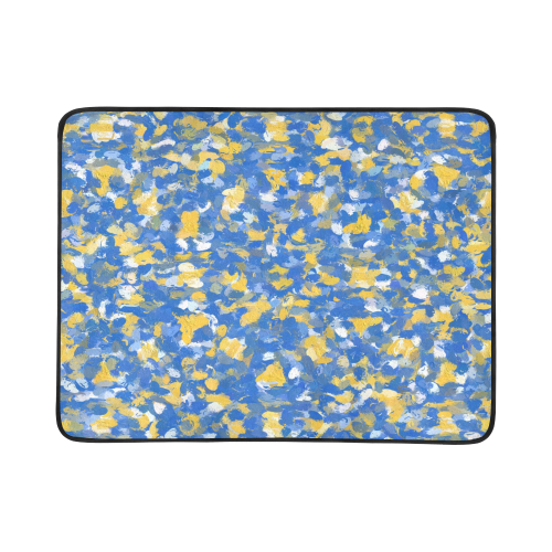 Blue, Yellow and White Paint Splashes Beach Mat 78"x 60"