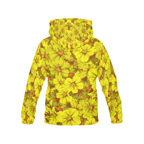 Yellow flower pattern All Over Print Hoodie for Women (USA Size) (Model H13)