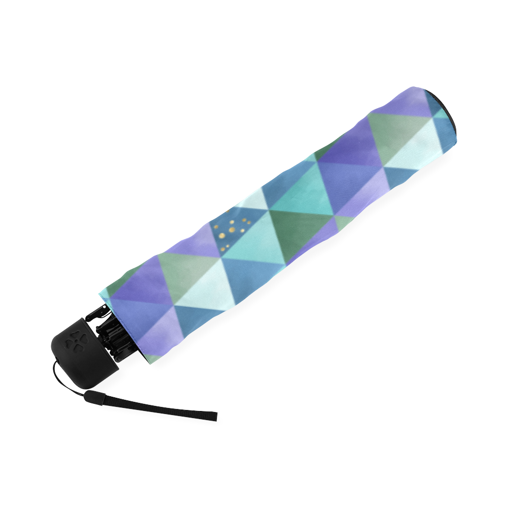 Triangle Pattern - Blue Violet Teal Green Foldable Umbrella (Model U01)