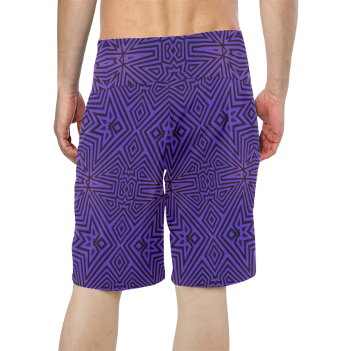 Purple-Black Tribal Pattern Men's All Over Print Board Shorts (Model L16)