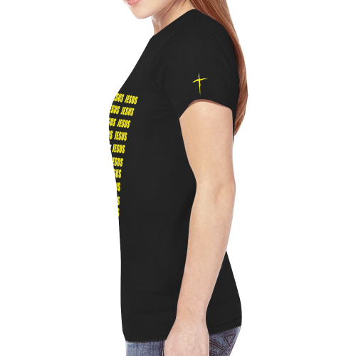 Black/Yellow New All Over Print T-shirt for Women (Model T45)