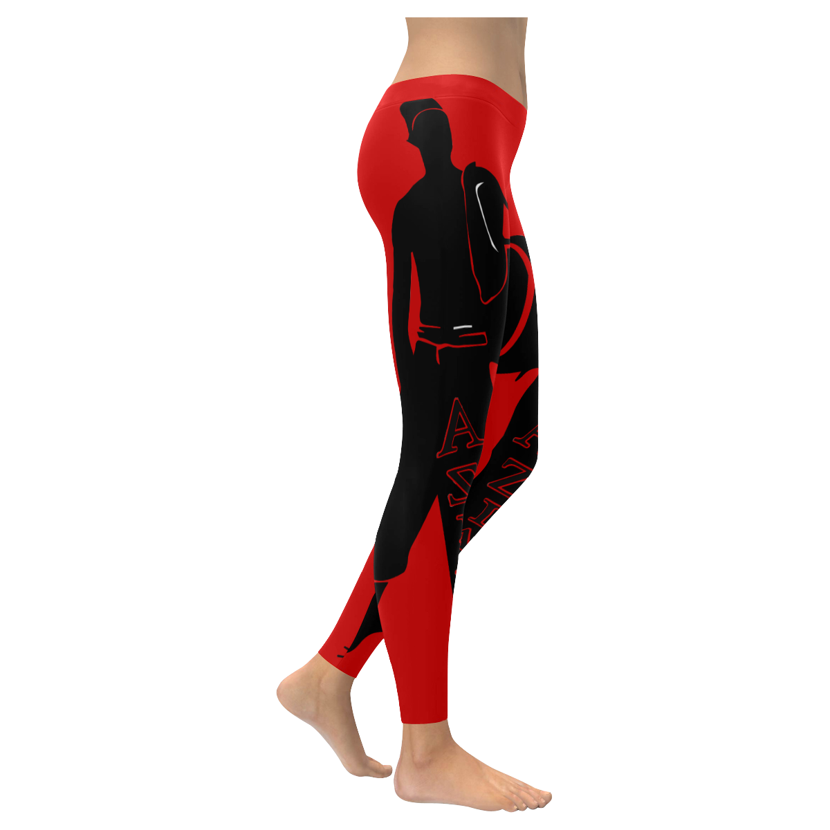 Aziatic Red & Black Women's Low Rise Leggings (Invisible Stitch) (Model L05)