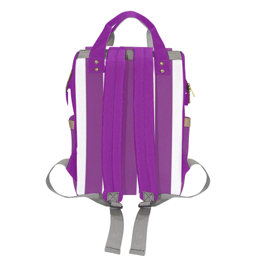 Purple Stripe Pattern Multi-Function Diaper Backpack/Diaper Bag (Model 1688)