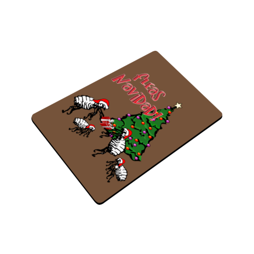 Christmas Fleas Feliz Navidad on Brown Doormat 24"x16"