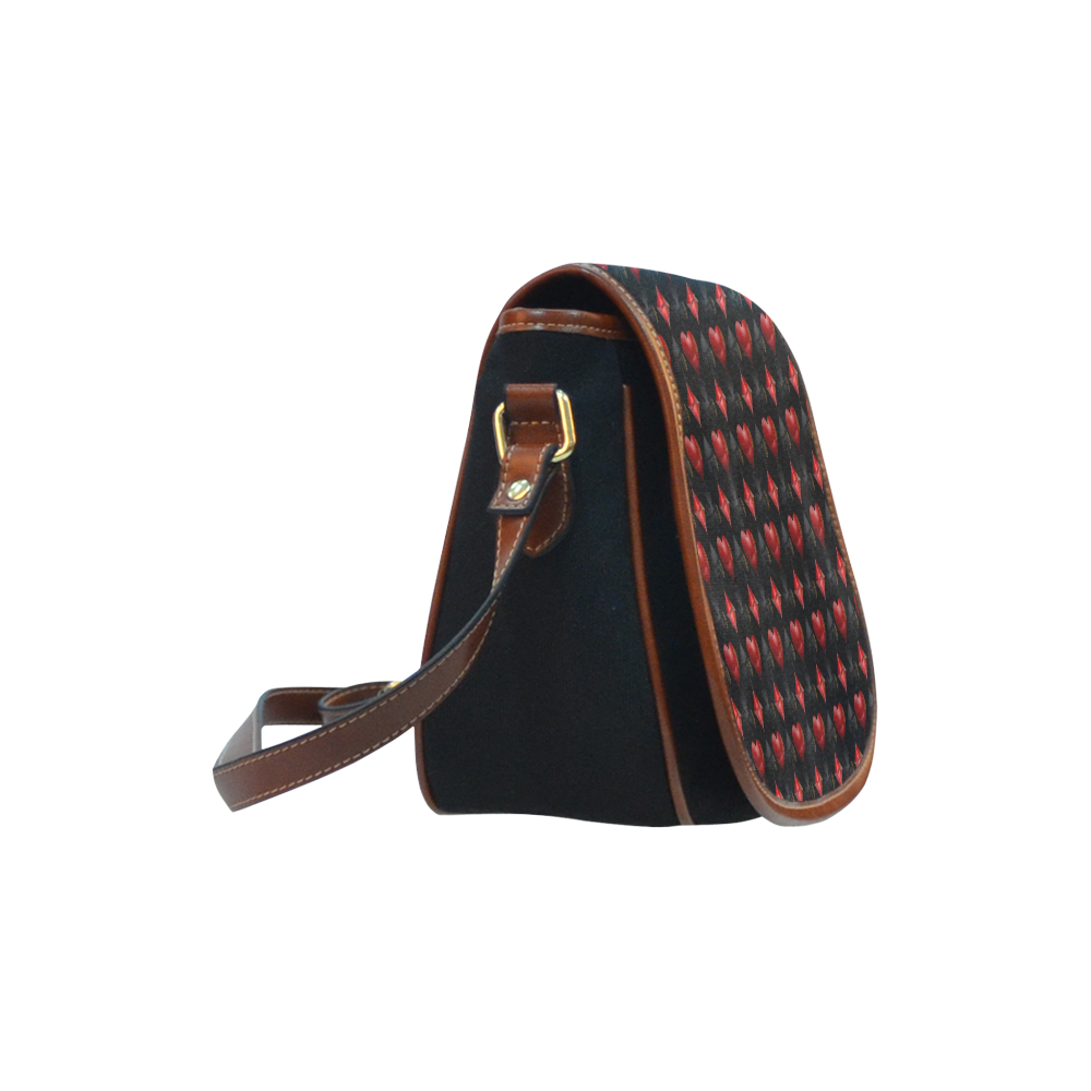 Black and Red Casino Poker Card Shapes on Black Saddle Bag/Small (Model 1649)(Flap Customization)