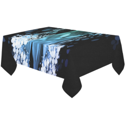 Awesome wolf with flowers Cotton Linen Tablecloth 60"x120"