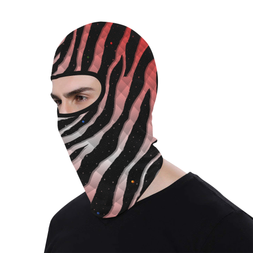 Ripped SpaceTime Stripes - Red/White All Over Print Balaclava