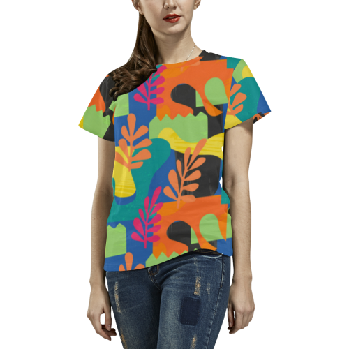 Abstract Nature Pattern All Over Print T-Shirt for Women (USA Size) (Model T40)