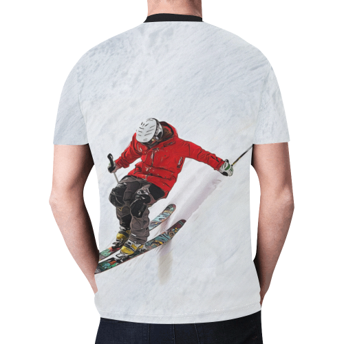 Daring Skier Flying Down a Steep Slope New All Over Print T-shirt for Men (Model T45)